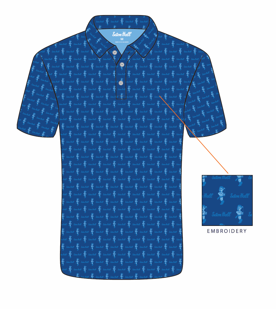 Swinging Pirate Men's Golf Polo: Blue Pirate Logo